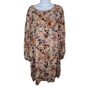 Emery Rose Plus Size Lantern Sleeve Floral Shirt Dress Size 5XL